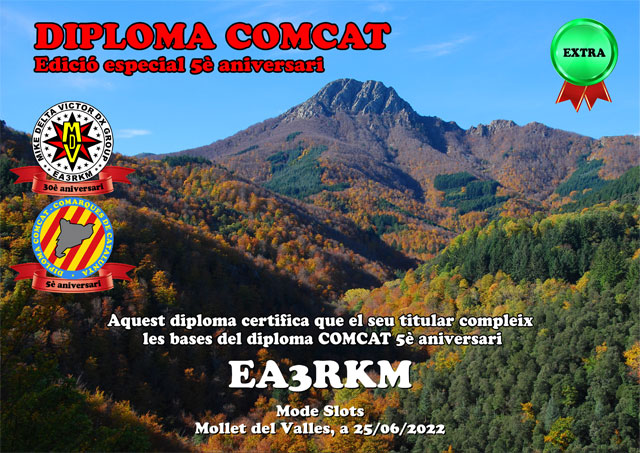 Diploma 5º aniversario Diploma COMCAT Extra