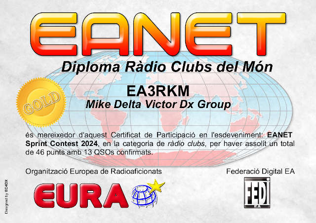 Diploma acreditativo primer puesto en el EANET Sprint Contest 2024