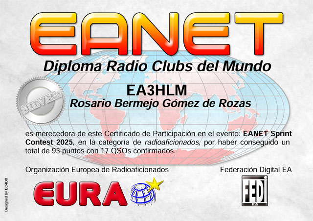 Diploma acreditativo segundo puesto en el EANET Sprint Contest 2025